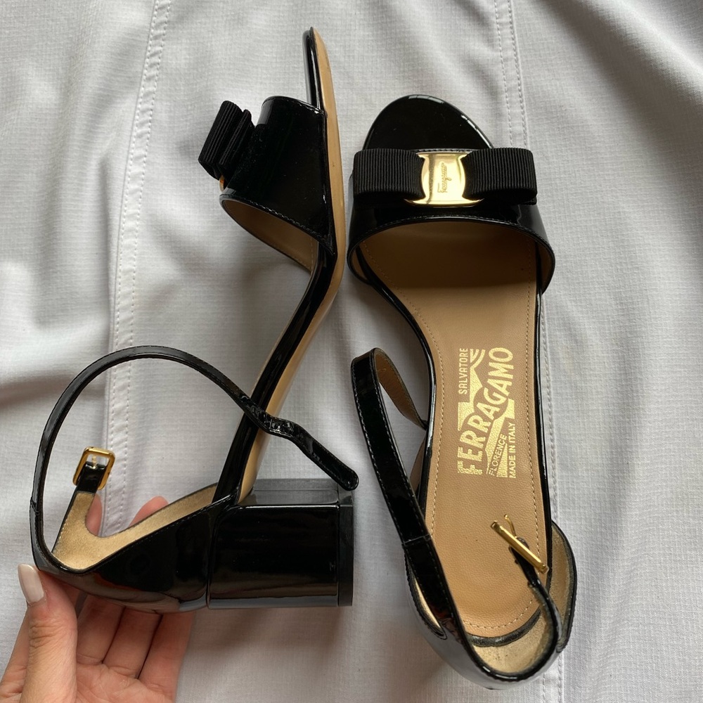 Salvatore Ferragamo Gavin’s Black Patent Leather Heels